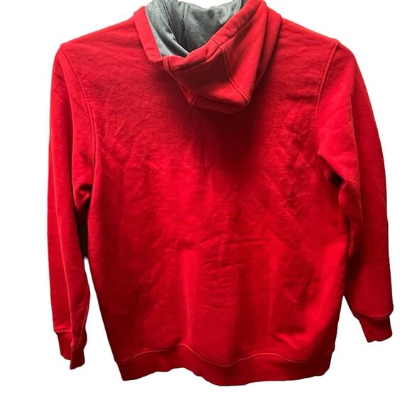 Adidas Hoodie Men's 2XL Red Pullover Logo 3 Stripes Sweatshirt Pocket Graphic - Picture 3 of 5